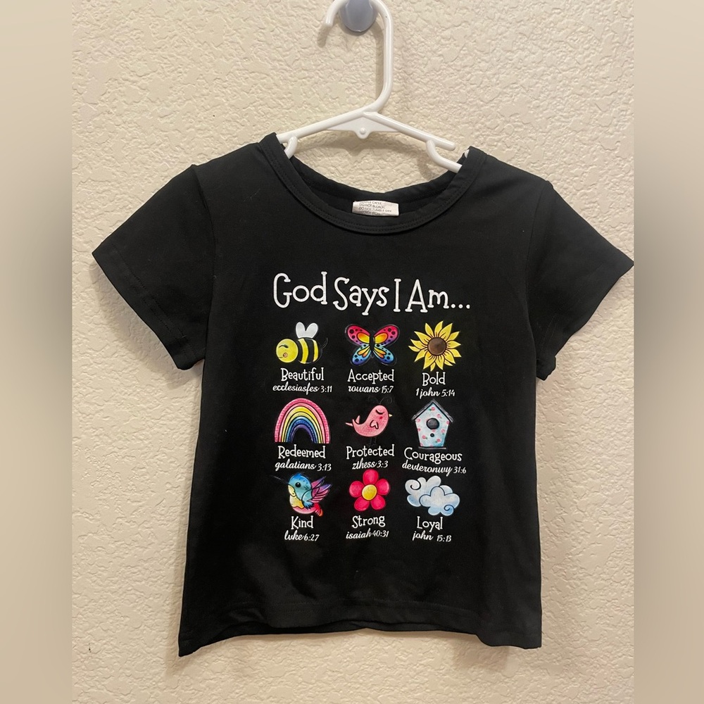 Girl Shirt God Says I Am…Casual Comfy Short Sleeve Tee Kids